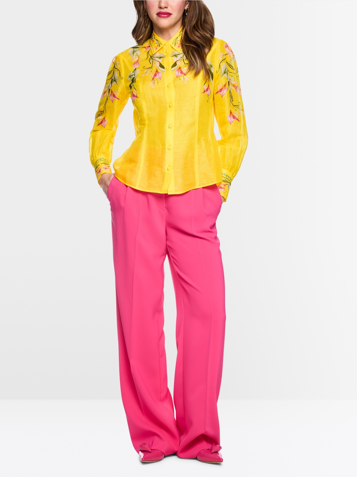 Linen-Silk Blouse with Calla Print