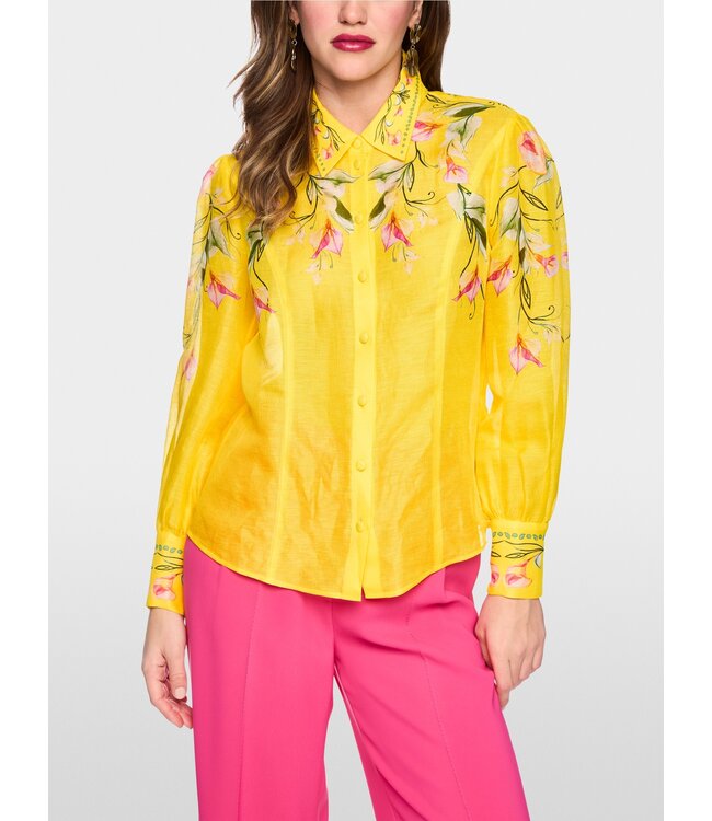 MARC CAIN Blouse en lin et soie à imprimé calla