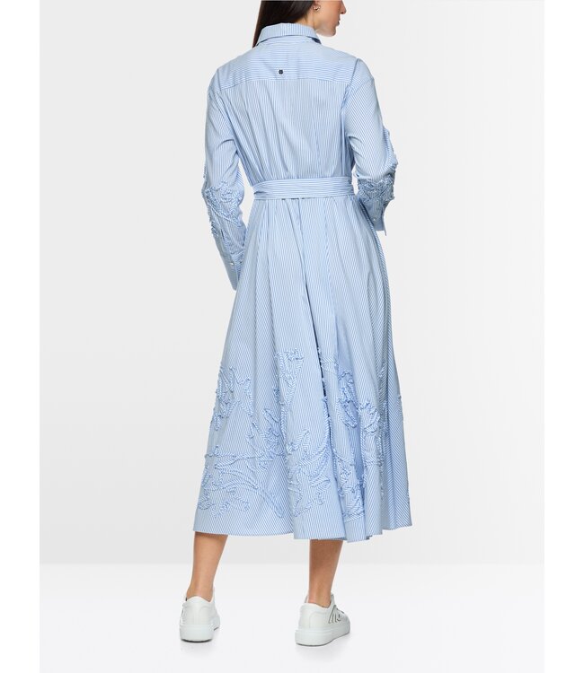 MARC CAIN Striped Midi Dress with Embroidery