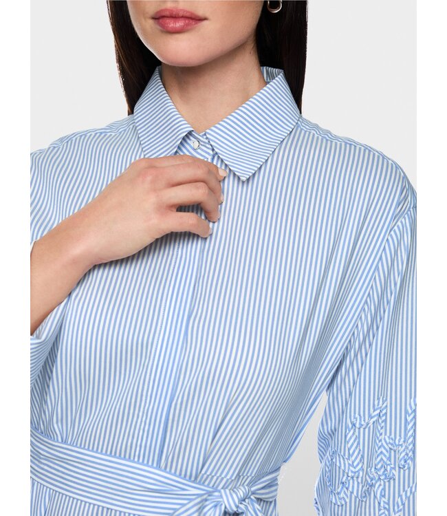 MARC CAIN Striped Midi Dress with Embroidery