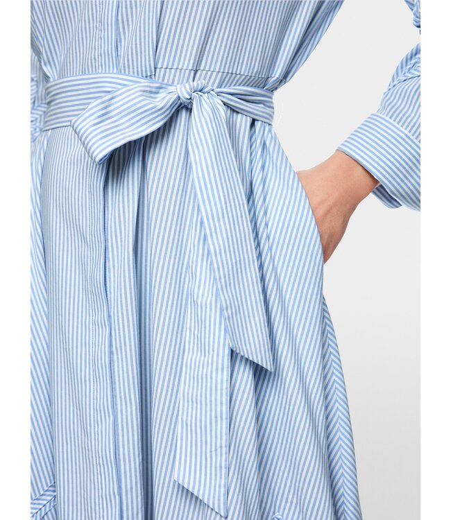 MARC CAIN Striped Midi Dress with Embroidery