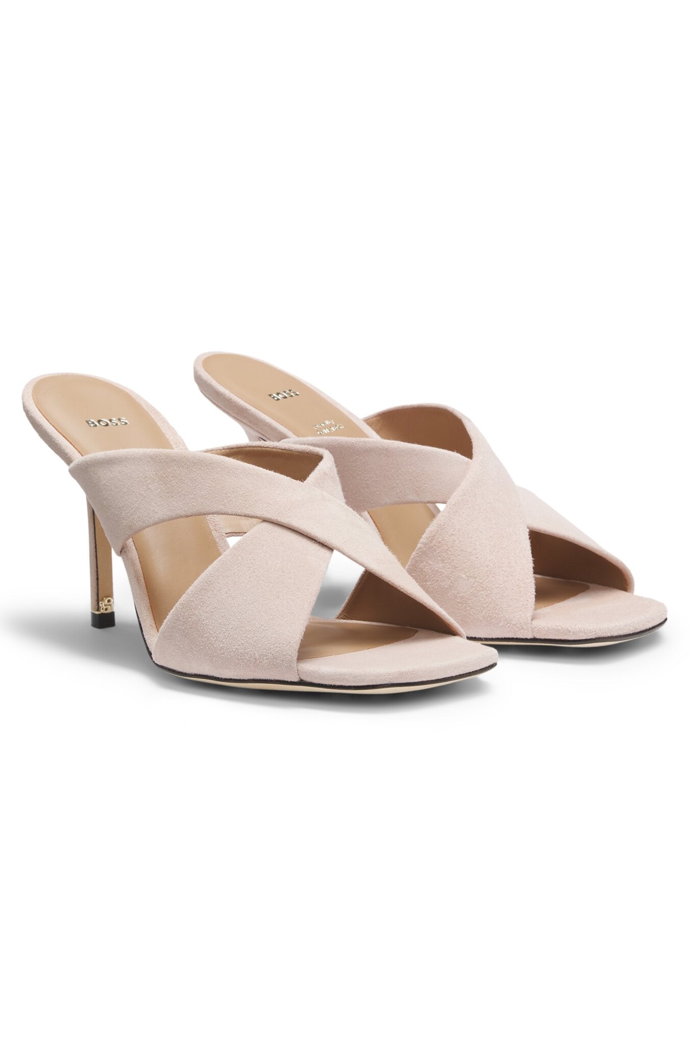 Suede Leather Sandals with Crossed Straps