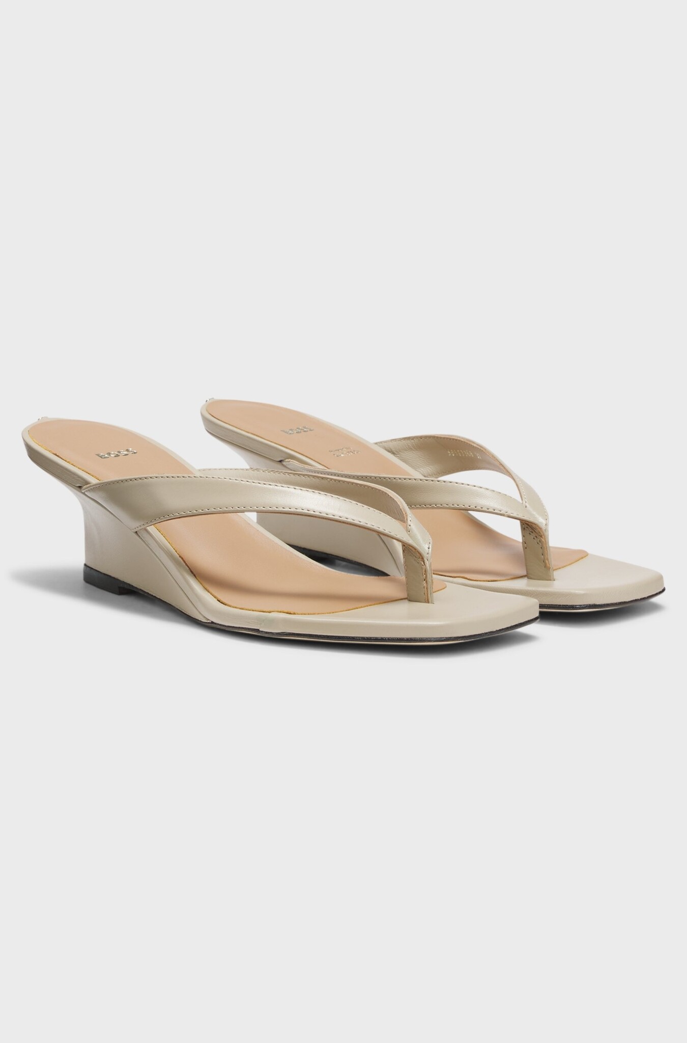 Leather Thong Sandals with a Wedge Heel