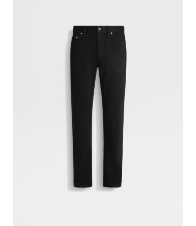 ZEGNA Jean Roccia noir en coton stretch lavé rincé
