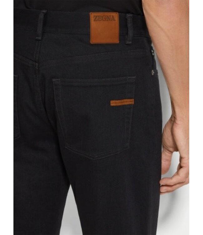 ZEGNA Jean Roccia noir en coton stretch lavé rincé