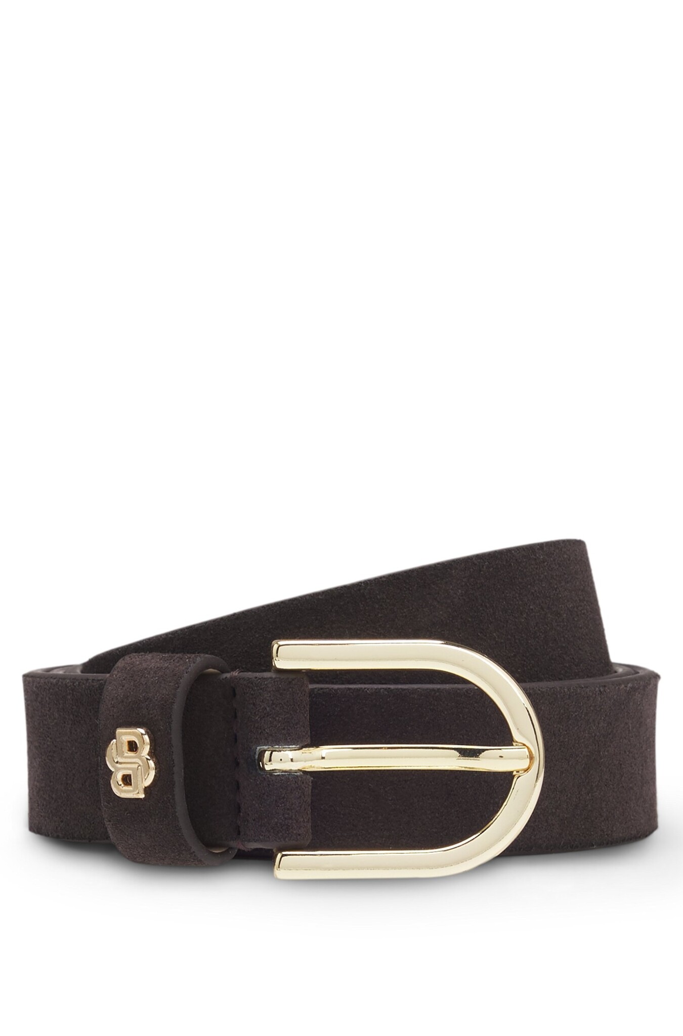 Suede Belt with Gold-Tone Double B Monogram