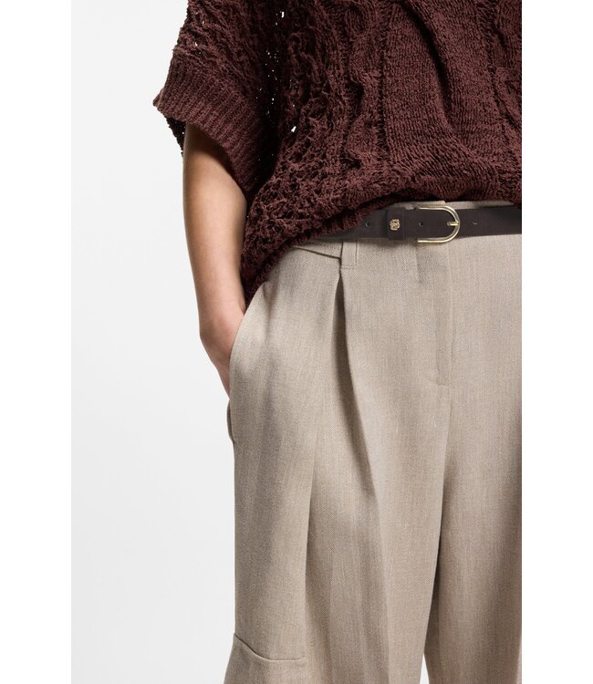 BOSS Suede Belt with Gold-Tone Double B Monogram