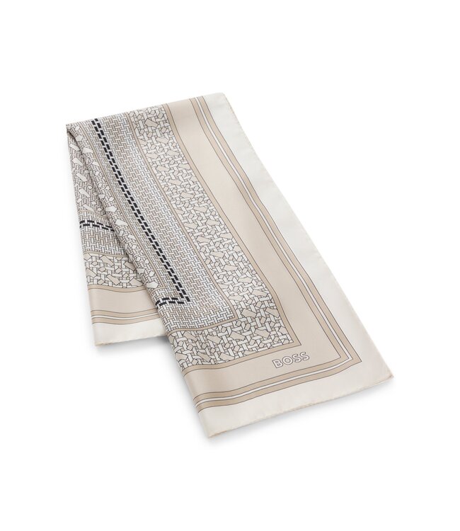 BOSS Monogram Scarf in Silk Twill