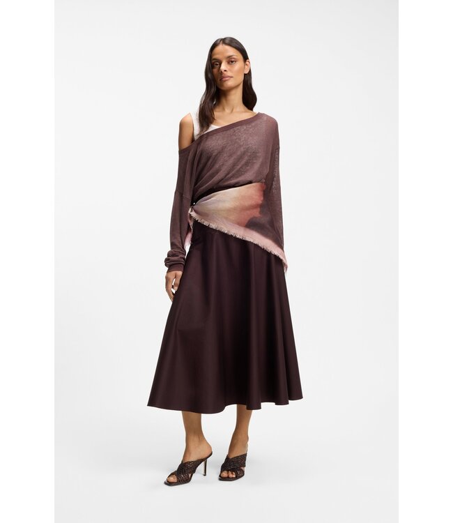 BOSS Printed Scarf in Linen and Cotton