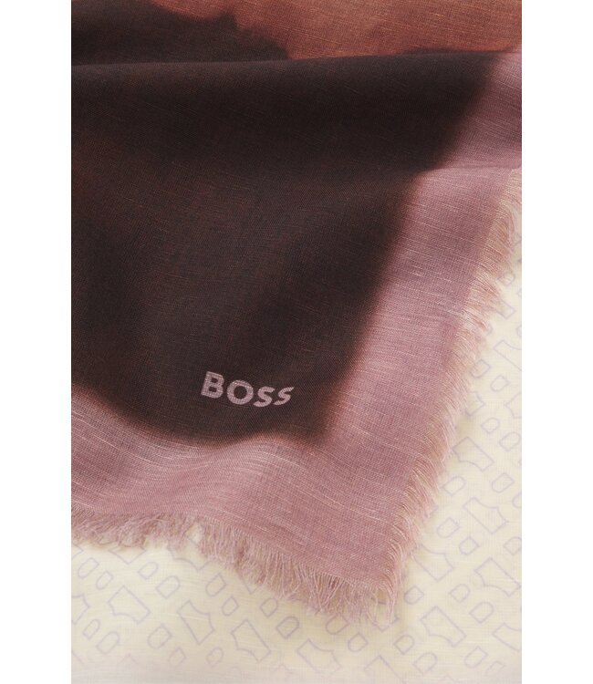 BOSS Foulard imprimé en lin et coton