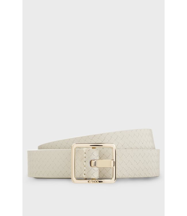 BOSS Ceinture texturée en cuir italien avec boucle ardillon dorée