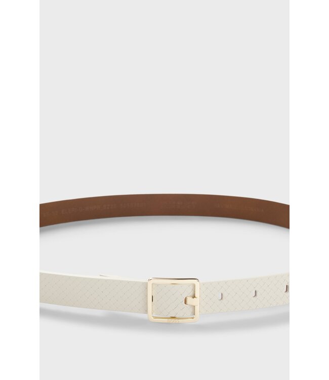 BOSS Ceinture texturée en cuir italien avec boucle ardillon dorée