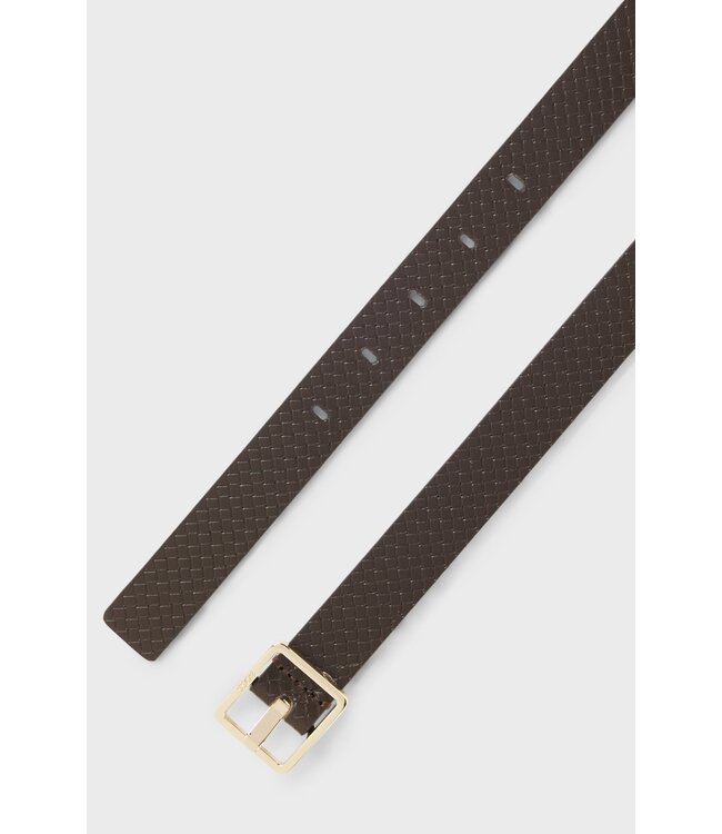 BOSS Ceinture texturée en cuir italien avec boucle ardillon dorée