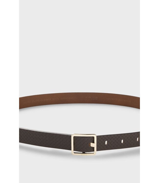 BOSS Ceinture texturée en cuir italien avec boucle ardillon dorée