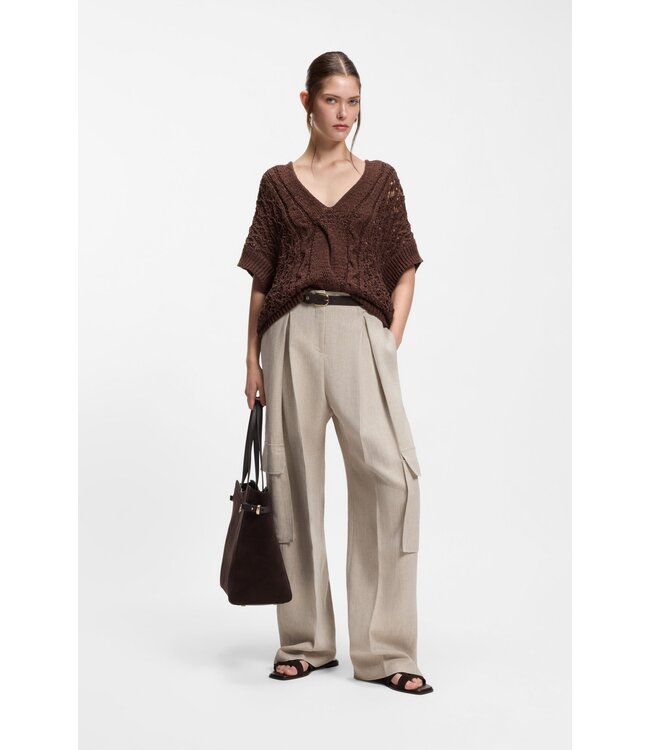 BOSS Cotton-Blend Knitted Top with Cable Detailing