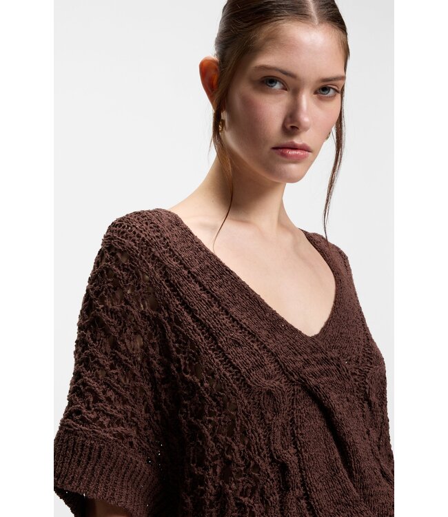 BOSS Cotton-Blend Knitted Top with Cable Detailing