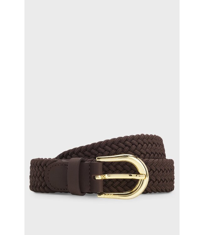 BOSS Woven Belt with Leather Trims