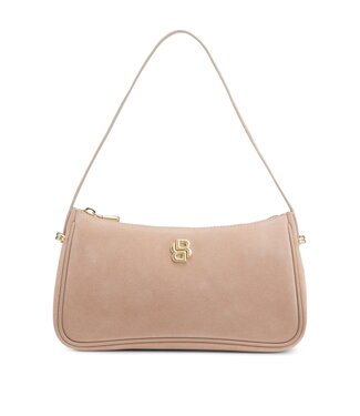 BOSS Sac porté épaule en suède avec monogramme Double B métallique