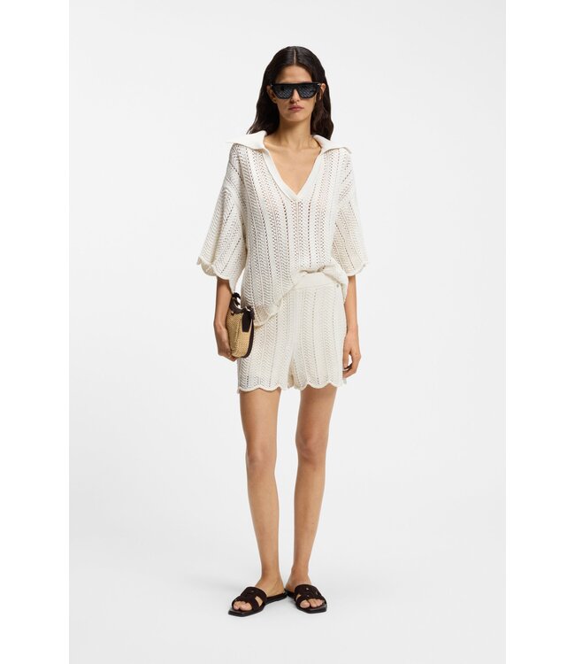 BOSS Pull en mélange de coton à structure ondulée en maille