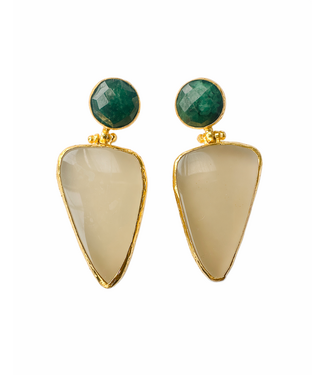 RM KANDY Moonstone Emerald Statement Earrings RM KANDY Moonstone Emerald Statement Earrings