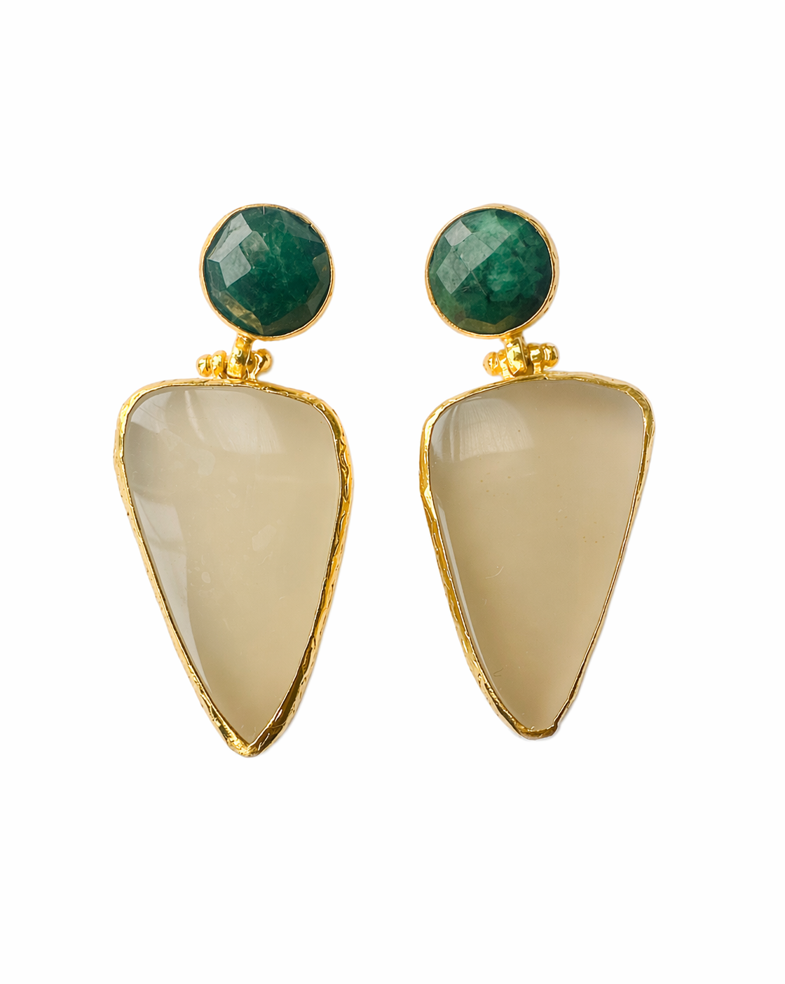 Moonstone Emerald Statement Earrings