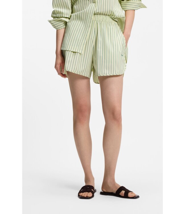 BOSS Vertical-Stripe Shorts in Cotton Poplin