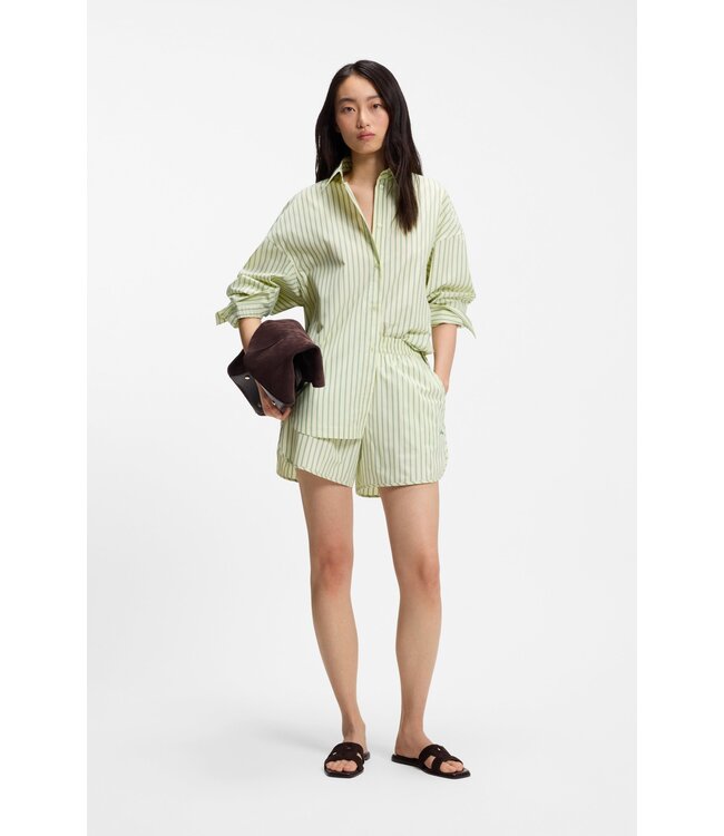 BOSS Vertical-Stripe Shorts in Cotton Poplin