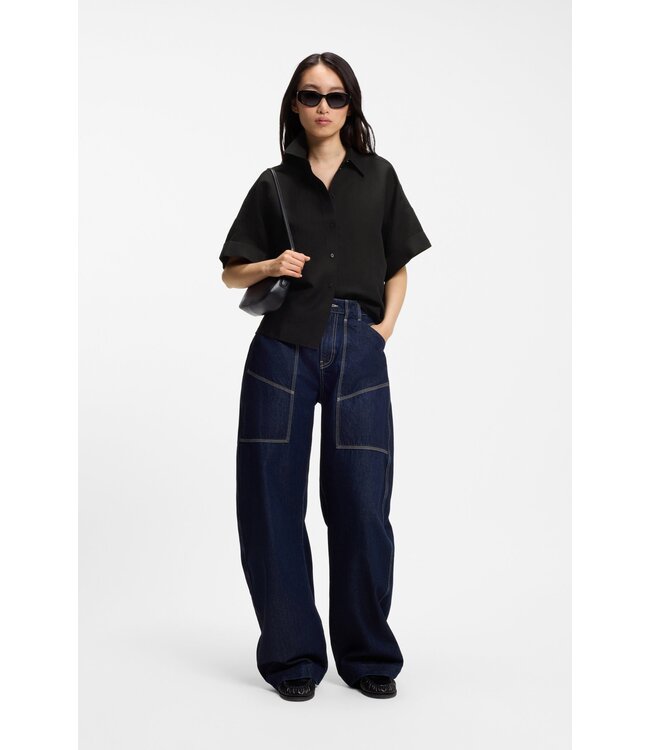 BOSS Regular-Fit Blouse with Rolled Cuffs