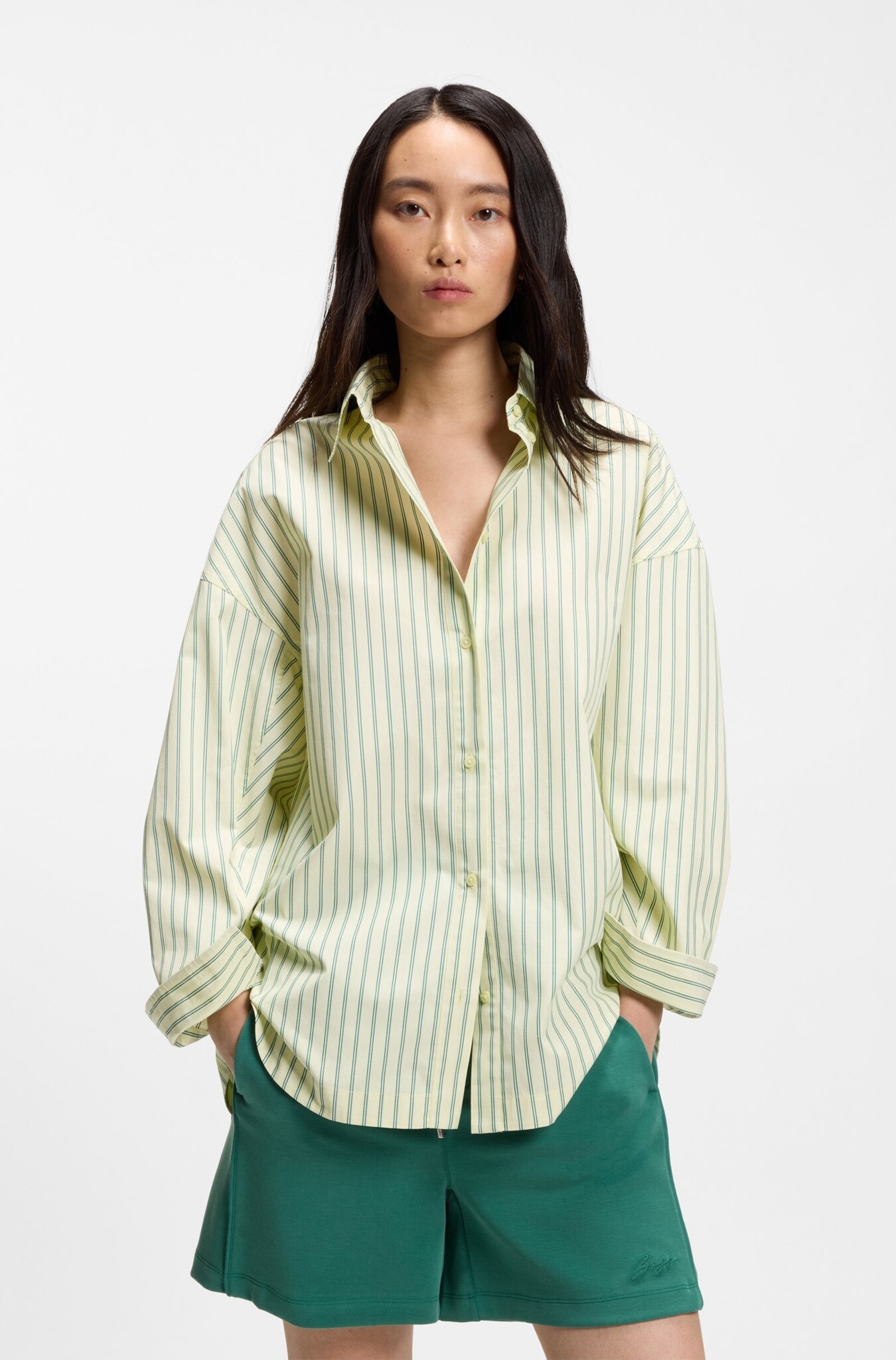 Chemisier oversized fit en popeline de coton à rayures