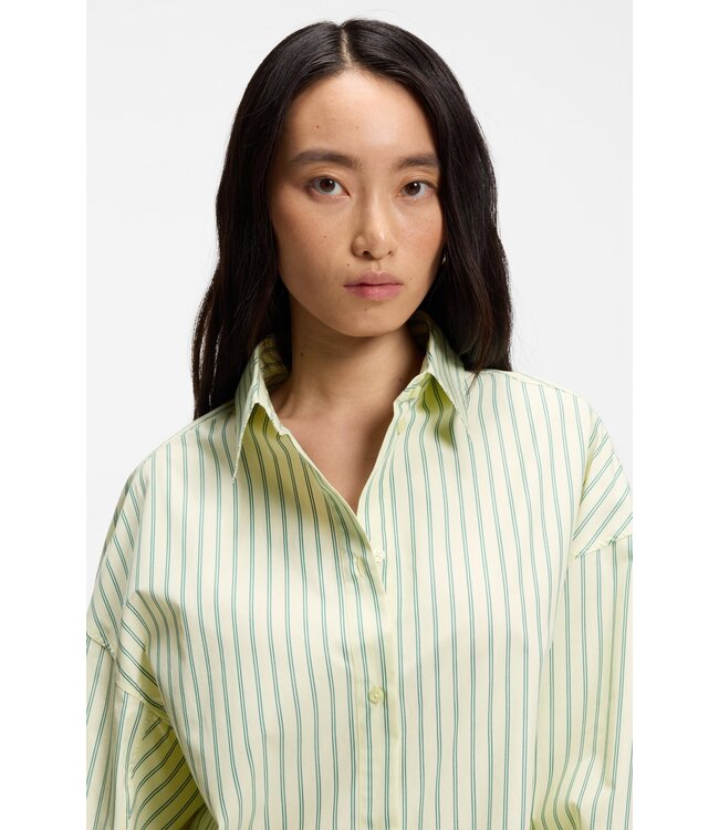 BOSS Oversized-Fit Striped Cotton Poplin Shirt