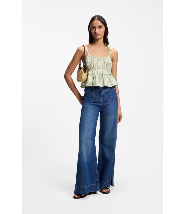 BOSS Vertical-Stripe Cotton Poplin Top