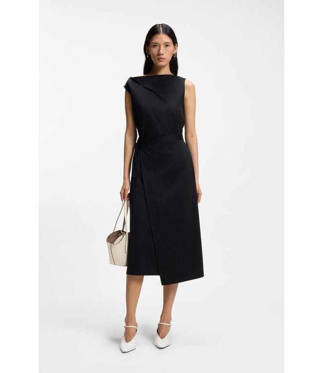 BOSS Mercerised-Cotton Dress with Cowl Neckline