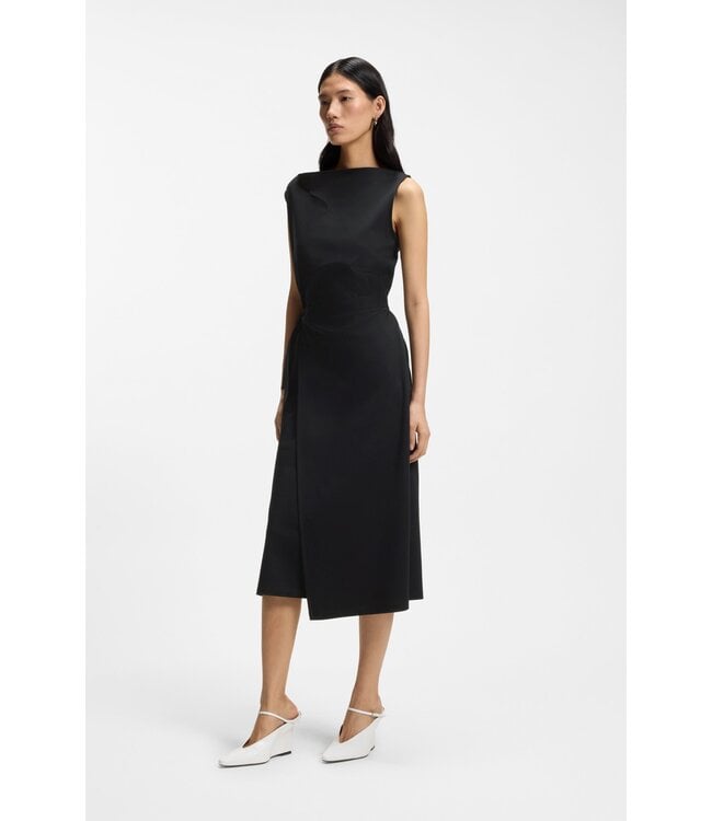 BOSS Mercerised-Cotton Dress with Cowl Neckline