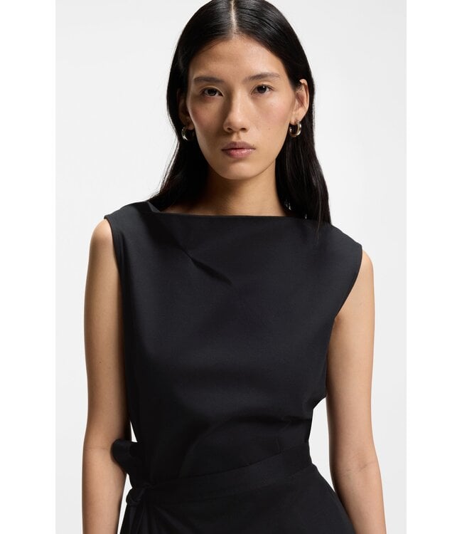 BOSS Mercerised-Cotton Dress with Cowl Neckline