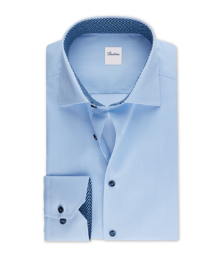 STENSTROMS Light Blue Striped Contrast Twill Shirt