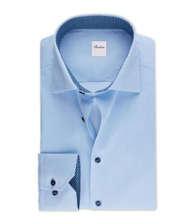 STENSTROMS Chemise en twill rayé bleu clair à contraste