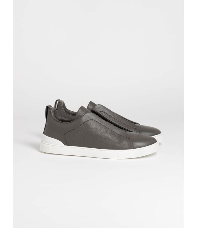 ZEGNA Dark Grey Deerskin Triple Stitch™ Sneakers