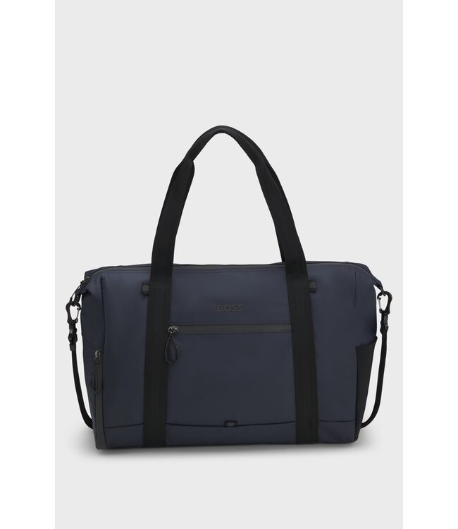 BOSS Faux-Leather Holdall with Reflective Details