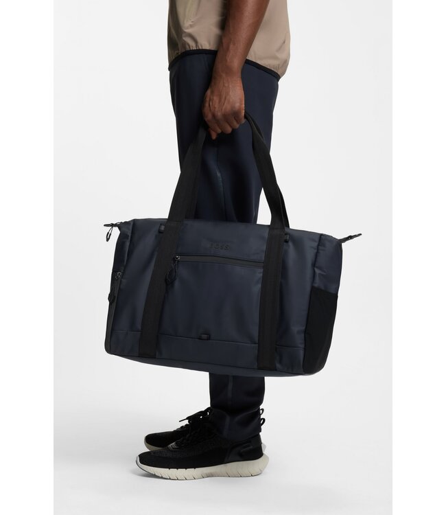 BOSS Faux-Leather Holdall with Reflective Details