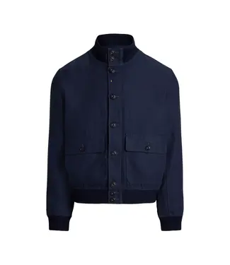POLO RALPH LAUREN Navy Linen High-Neck Jacket