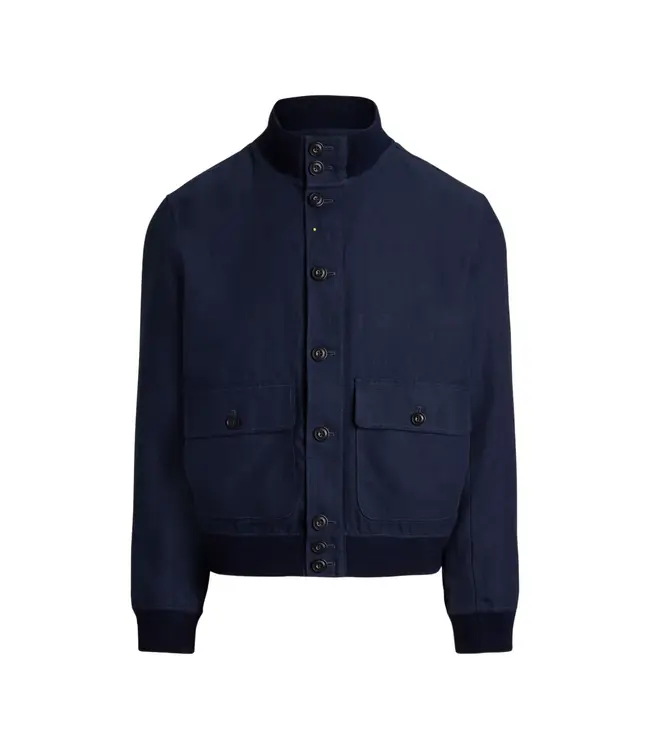 POLO RALPH LAUREN Navy Linen High-Neck Jacket