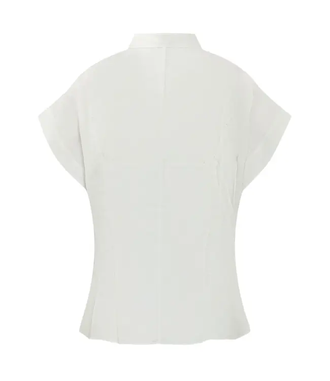 BOSS Viscose & Linen Stand Collar Blouse