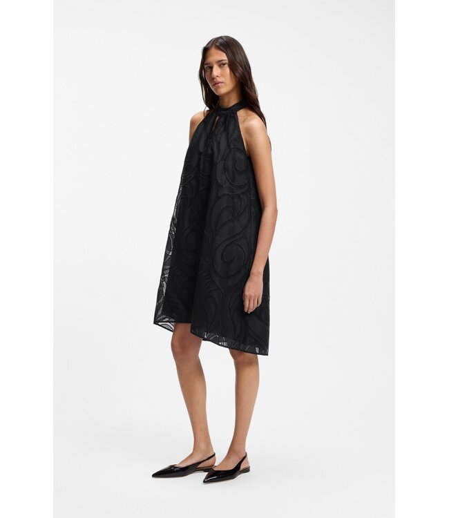 BOSS Dalisse Embroidered Ramie Halter Dress