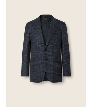 ZEGNA Veste en cachemire, soie et lin bleu marine