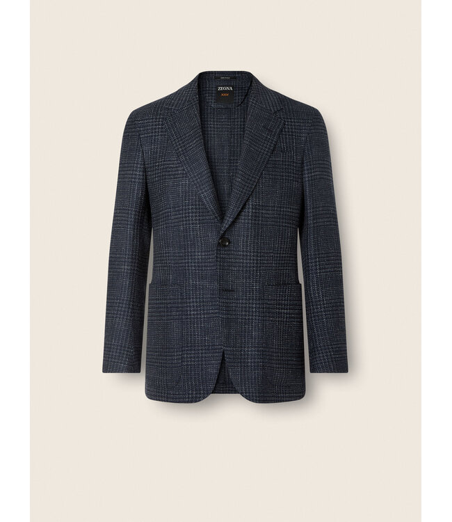 ZEGNA Navy Blue Cashmere Silk and Linen Jacket