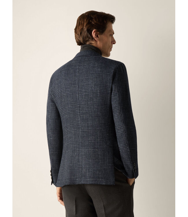 ZEGNA Veste en cachemire, soie et lin bleu marine