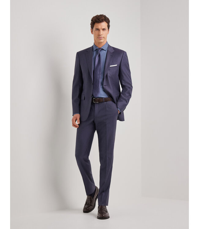CANALI Denim Blue Regular Fit Stretch Wool and Cashmere Suit