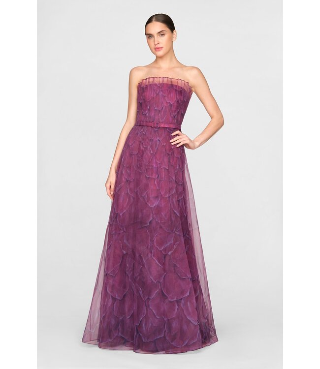 Theia Robe longue Ivana en organza imprimé