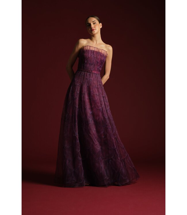 Theia Robe longue Ivana en organza imprimé