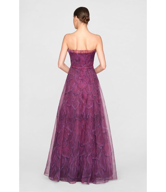 Theia Robe longue Ivana en organza imprimé